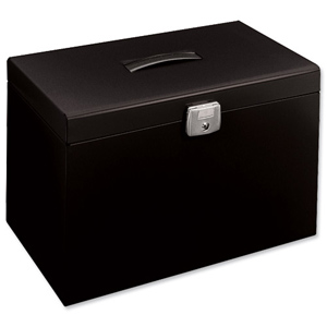 Metal File Box with 5 Suspension Files Tabs and Inserts A4 Black