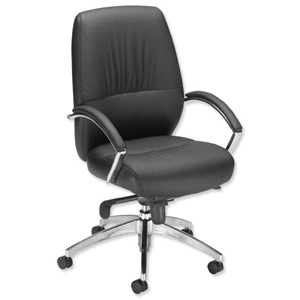 Influx S1 Manager Armchair Leather-look Seat W500xD500xH520-610mm Black Ref 11006-02 Ident: 388B