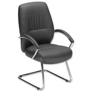 Influx S1 Visitors Armchair Leather-look Seat W500xD500xH480mm Black Ref 11006-Vis