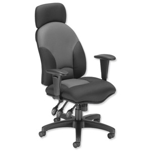 Influx Energize Aviator Armchair Seat W540xD450xH490-590mm Black and Grey Ref 11199-01BlkGry Ident: 391A