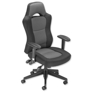 Influx Energize Racer Armchair Seat W540xD490xH440-570mm Black and Grey Ref 11187-01ABlkGry