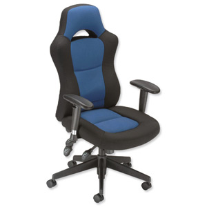 Influx Energize Racer Armchair Seat W540xD490xH440-570mm Black and Blue Ref 11187-01ABlkBlu Ident: 391C