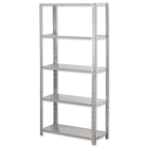 Influx Shelving Unit Bolted Lightweight 5 Shelves Load 5x 30kg W700xD300xH1500mm Galvanised Ident: 476A