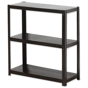 Influx Shelving Unit Boltless Lightweight 3 Shelves Load 3x 30kg W700xD300xH760mm Black Ident: 476B