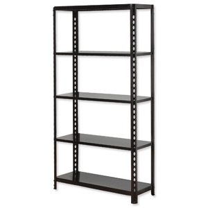 Influx Shelving Unit Boltless Midweight 5 Shelves Load 5x 75kg W900xD350xH1800mm Black