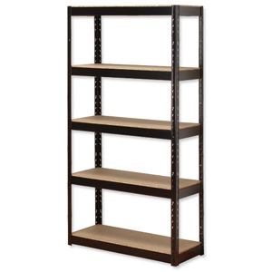 Influx Storage Shelving Unit Medium-duty Boltless 5 Shelves Capacity 5x 80kg W850xD340xH1690mm Black