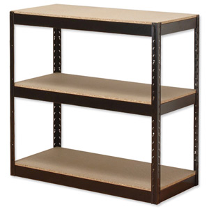 Influx Storage Shelving Unit Heavy-duty Boltless 3 Shelves Capacity 3x 150kg W950xD450xH940mm Black Ident: 477B