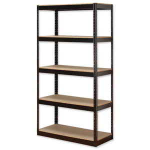 Influx Storage Shelving Unit Heavy-duty Boltless 5 Shelves Capacity 5x 150kg W950xD450xH1880mm Black