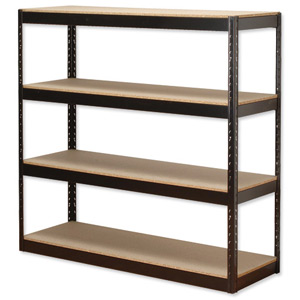 Influx Archive Shelving Unit Heavy-duty Boltless 4 Shelves Capacity 4x 100kg W1320xD450xH1315mm Black