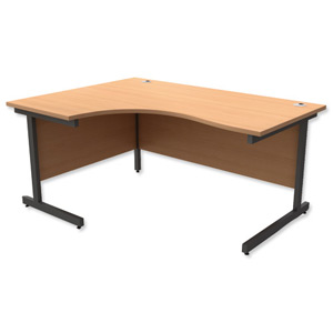 Trexus Contract Radial Desk Left Hand Graphite Legs W1600xD1200xH725mm Beech Ident: 432A