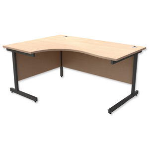 Trexus Contract Radial Desk Left Hand Graphite Legs W1600xD1200xH725mm Maple Ident: 432A