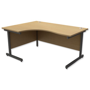 Trexus Contract Radial Desk Left Hand Graphite Legs W1600xD1200xH725mm Oak Ident: 432A