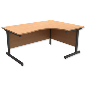 Trexus Contract Radial Desk Right Hand Graphite Legs W1600xD1200xH725mm Beech Ident: 432A