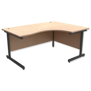 Trexus Contract Radial Desk Right Hand Graphite Legs W1600xD1200xH725mm Maple Ident: 432A