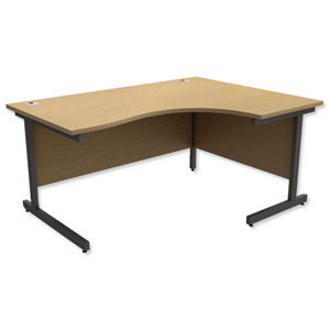 Trexus Contract Radial Desk Right Hand Graphite Legs W1600xD1200xH725mm Oak Ident: 432A