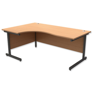 Trexus Contract Radial Desk Left Hand Graphite Legs W1800xD1200xH725mm Beech Ident: 432A