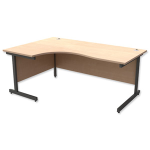 Trexus Contract Radial Desk Left Hand Graphite Legs W1800xD1200xH725mm Maple