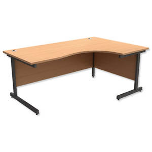 Trexus Contract Radial Desk Right Hand Graphite Legs W1800xD1200xH725mm Beech Ident: 432A
