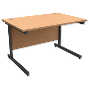 Trexus Contract Desk Rectangular Graphite Legs W1200xD800xH725mm Beech Ident: 433A