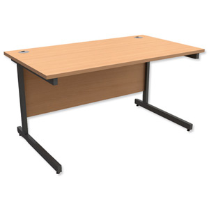 Trexus Contract Desk Rectangular Graphite Legs W1400xD800xH725mm Beech