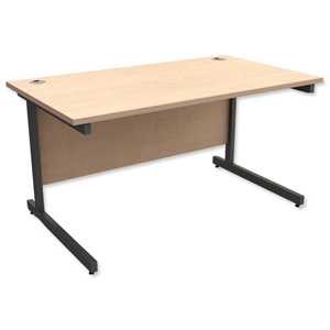 Trexus Contract Desk Rectangular Graphite Legs W1400xD800xH725mm Maple Ident: 433A