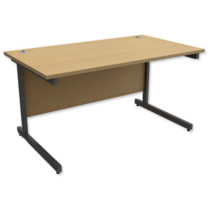 Trexus Contract Desk Rectangular Graphite Legs W1400xD800xH725mm Oak Ident: 433A