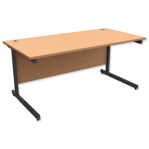 Trexus Contract Desk Rectangular Graphite Legs W1600xD800xH725mm Beech