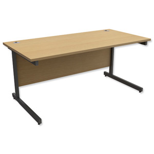 Trexus Contract Desk Rectangular Graphite Legs W1600xD800xH725mm Oak Ident: 433A
