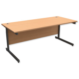 Trexus Contract Desk Rectangular Graphite Legs W1800xD800xH725mm Beech Ident: 433A