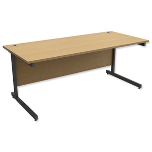 Trexus Contract Desk Rectangular Graphite Legs W1800xD800xH725mm Oak Ident: 433A