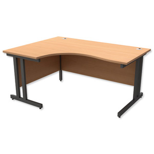 Trexus Contract Plus Cantilever Radial Desk Left Hand Graphite Legs W1600xD1200xH725mm Beech