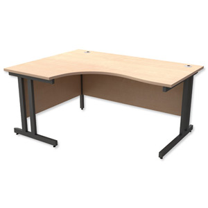 Trexus Contract Plus Cantilever Radial Desk Left Hand Graphite Legs W1600xD1200xH725mm Maple