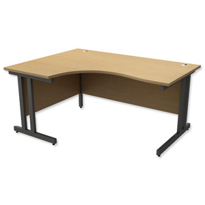 Trexus Contract Plus Cantilever Radial Desk Left Hand Graphite Legs W1600xD1200xH725mm Oak Ident: 430A
