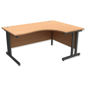 Trexus Contract Plus Cantilever Radial Desk Right Hand Graphite Legs W1600xD1200xH725mm Beech Ident: 430A