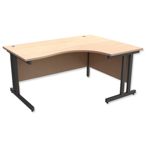 Trexus Contract Plus Cantilever Radial Desk Right Hand Graphite Legs W1600xD1200xH725mm Maple Ident: 430A