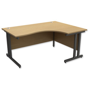Trexus Contract Plus Cantilever Radial Desk Right Hand Graphite Legs W1600xD1200xH725mm Oak Ident: 430A