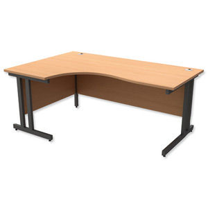 Trexus Contract Plus Cantilever Radial Desk Left Hand Graphite Legs W1800xD1200xH725mm Beech Ident: 430A