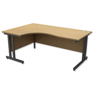 Trexus Contract Plus Cantilever Radial Desk Left Hand Graphite Legs W1800xD1200xH725mm Oak Ident: 430A