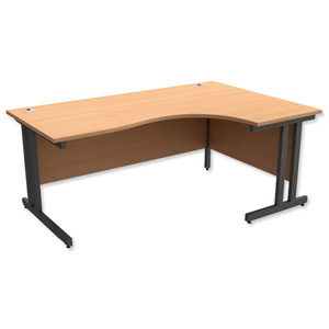 Trexus Contract Plus Cantilever Radial Desk Right Hand Graphite Legs W1800xD1200xH725mm Beech Ident: 430A