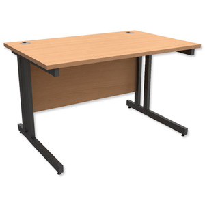 Trexus Contract Plus Cantilever Desk Rectangular Graphite Legs W1200xD800xH725mm Beech Ident: 431A