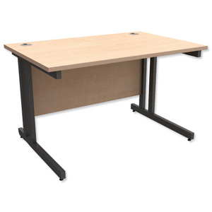 Trexus Contract Plus Cantilever Desk Rectangular Graphite Legs W1200xD800xH725mm Maple Ident: 431A