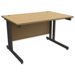 Trexus Contract Plus Cantilever Desk Rectangular Graphite Legs W1200xD800xH725mm Oak Ident: 431A