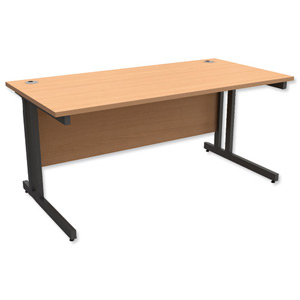 Trexus Contract Plus Cantilever Desk Rectangular Graphite Legs W1600xD800xH725mm Beech Ident: 431A