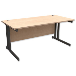Trexus Contract Plus Cantilever Desk Rectangular Graphite Legs W1600xD800xH725mm Maple Ident: 431A