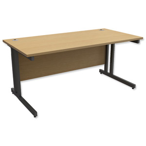 Trexus Contract Plus Cantilever Desk Rectangular Graphite Legs W1600xD800xH725mm Oak Ident: 431A