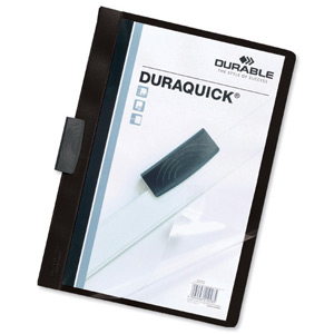 Durable Duraquick Clip Folder PVC Clear Front A4 Black Ref 2270/01 [Pack 20]