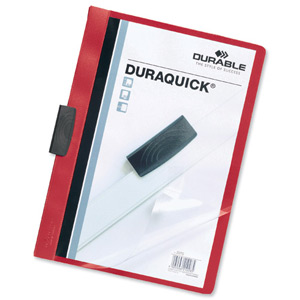 Durable Duraquick Clip Folder PVC Clear Front A4 Red Ref 2270/03 [Pack 20] Ident: 201G