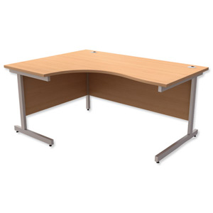 Trexus Contract Radial Desk Left Hand Silver Legs W1600xD1200xH725mm Beech Ident: 432A