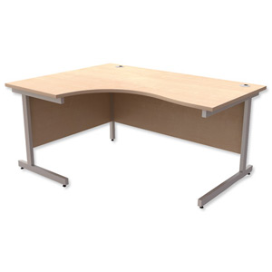 Trexus Contract Radial Desk Left Hand Silver Legs W1600xD1200xH725mm Maple