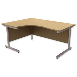 Trexus Contract Radial Desk Left Hand Silver Legs W1600xD1200xH725mm Oak Ident: 432A